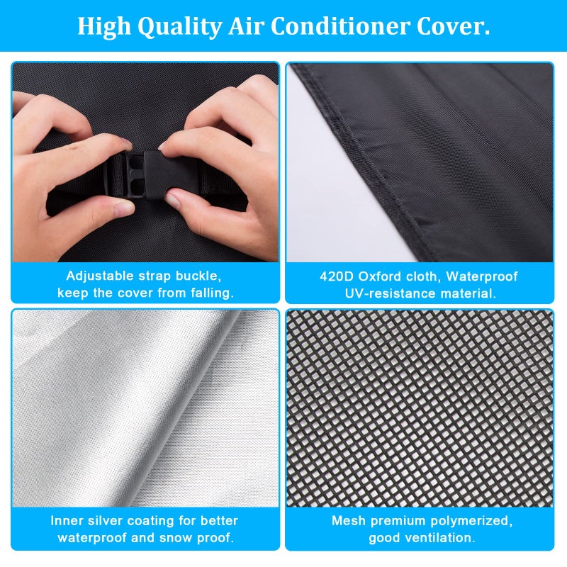 Luxiv Newest Design Mesh Window Air Conditioner Cover Outdoor, Support Window AC Unit Work Use for Outside Insulation Black Dust-Proof Waterproof Outdoor AC Protection Defender - Image 3