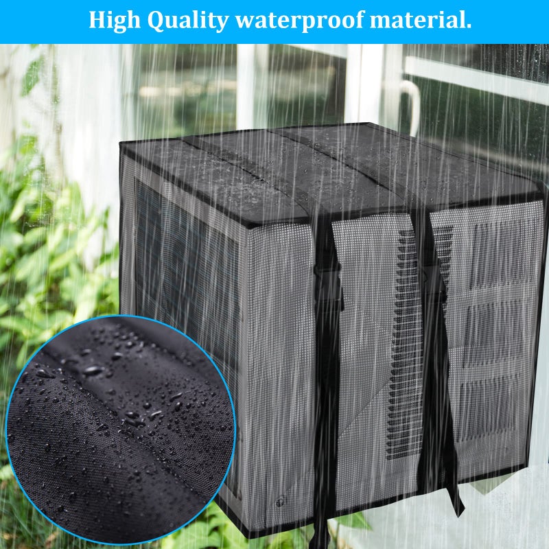 Luxiv Newest Design Mesh Window Air Conditioner Cover Outdoor, Support Window AC Unit Work Use for Outside Insulation Black Dust-Proof Waterproof Outdoor AC Protection Defender - Image 5