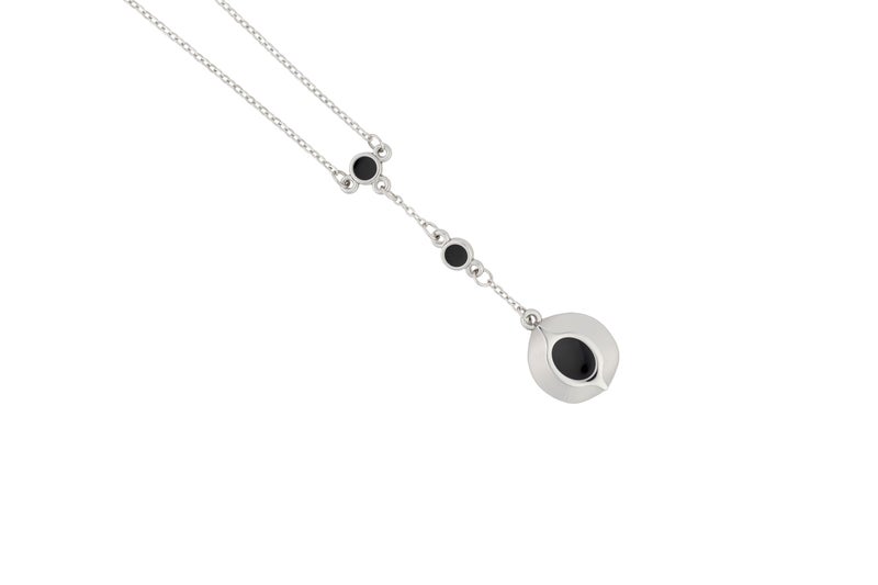 Oswa Aswa Silver Plated Black Stone Necklace for Women – Kaaba Inspired Design – Elegant and Elegant Accessory for Women with a Spiritual Touch – Luxury Gift for Different Occasions - Image 2
