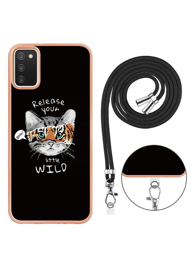S-TOP Case For Samsung Galaxy A03s US Version Electroplating Dual-side IMD Phone Case with Lanyard - Image 3