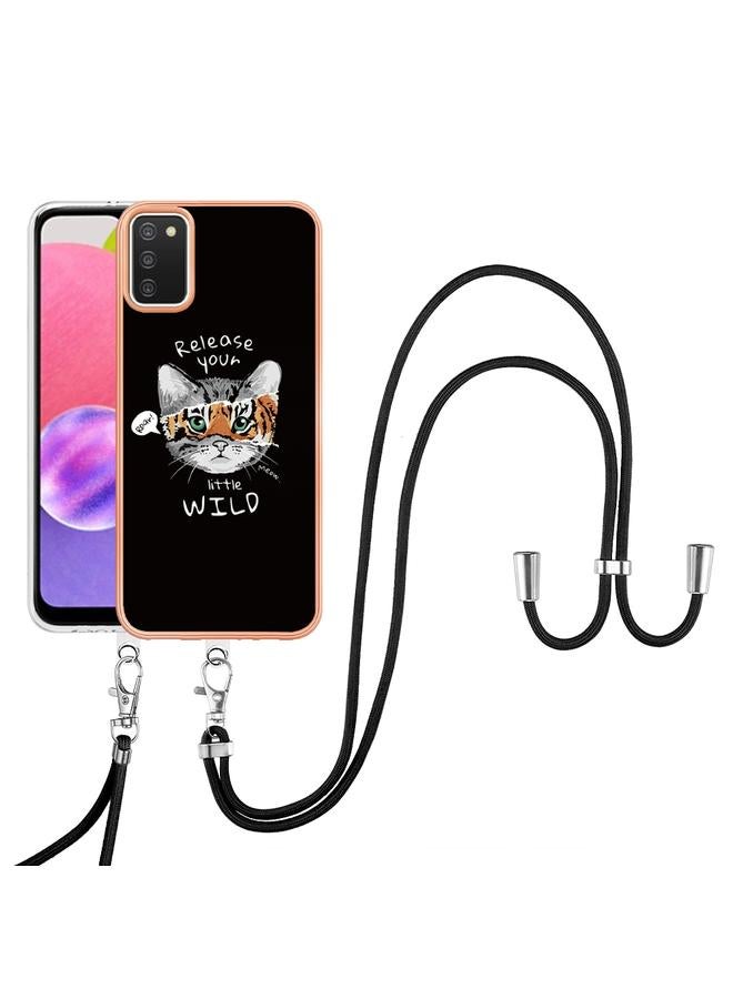 S-TOP Case For Samsung Galaxy A03s US Version Electroplating Dual-side IMD Phone Case with Lanyard - Image 2