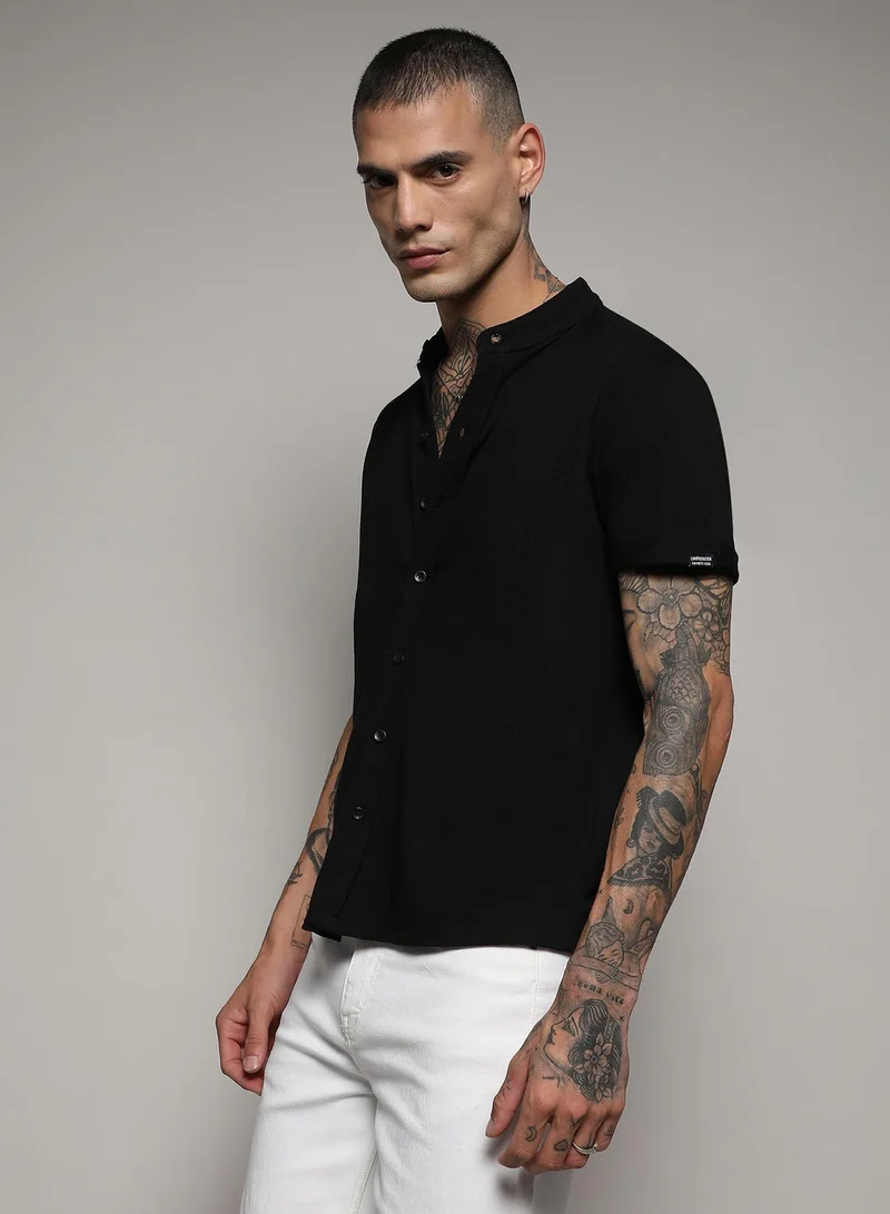 Campus Sutra Men's Jet Black Basic Shirt
