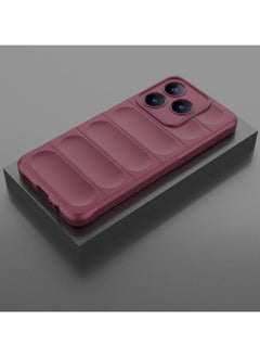 ماركة غير محددة حافظة حماية ممتازة من السيليكون الخلفي متوافقة مع Realme C63/C61/Note 60 Magic Shield حافظة مقاومة للصدمات مع حماية للكاميرا (أحمر خمري)  - Image 2