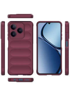 ماركة غير محددة حافظة حماية ممتازة من السيليكون الخلفي متوافقة مع Realme C63/C61/Note 60 Magic Shield حافظة مقاومة للصدمات مع حماية للكاميرا (أحمر خمري)  - Image 3
