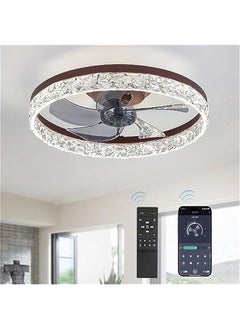 Arabest Modern Brown Ceiling Fan with Lights, Remote Control, Dimmable, Low Profile, Flush Mount, Color Temperature Changing, 6 Speeds.  - Image 1