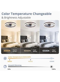 Arabest Modern Brown Ceiling Fan with Lights, Remote Control, Dimmable, Low Profile, Flush Mount, Color Temperature Changing, 6 Speeds.  - Image 2