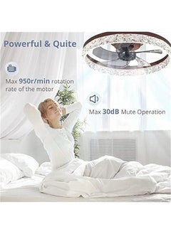 Arabest Modern Brown Ceiling Fan with Lights, Remote Control, Dimmable, Low Profile, Flush Mount, Color Temperature Changing, 6 Speeds.  - Image 4