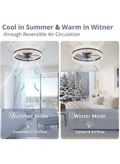 Arabest Modern Brown Ceiling Fan with Lights, Remote Control, Dimmable, Low Profile, Flush Mount, Color Temperature Changing, 6 Speeds.  - Image 5