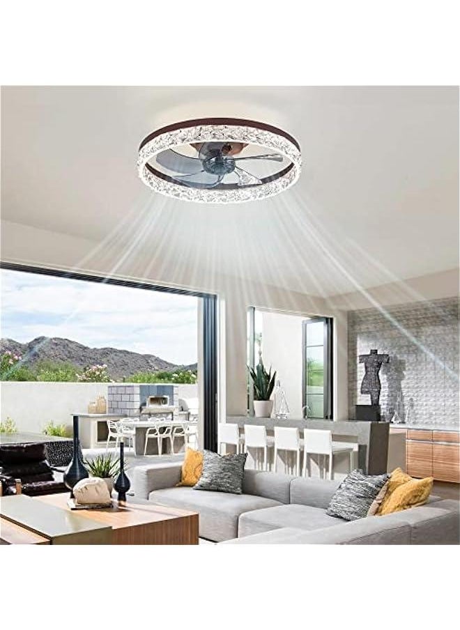 Arabest - Modern Brown Ceiling Fan with Lights, Remote Control, Dimmable, Low Profile, Flush Mount, Color Temperature Changing, 6 Speeds. - Image 1