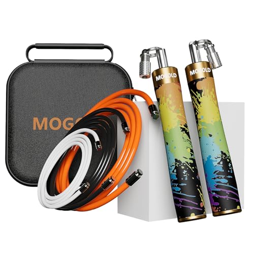 Mogold Weighted Jump Rope for Men Women Fitness - Length Adjustable 9.8Ft 1/5lb 1/4lb 1/2lb Heavy jump ropes - Dual Ball Bearing Design Ergonomics 25mm jumping Rope for workout Weight Loss - Image 1