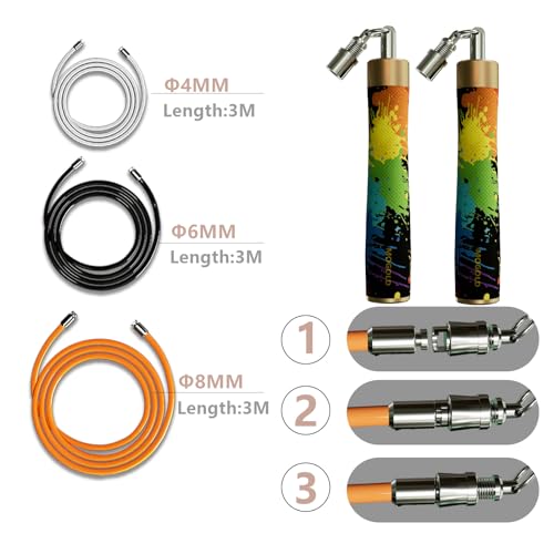 Mogold Weighted Jump Rope for Men Women Fitness - Length Adjustable 9.8Ft 1/5lb 1/4lb 1/2lb Heavy jump ropes - Dual Ball Bearing Design Ergonomics 25mm jumping Rope for workout Weight Loss - Image 3