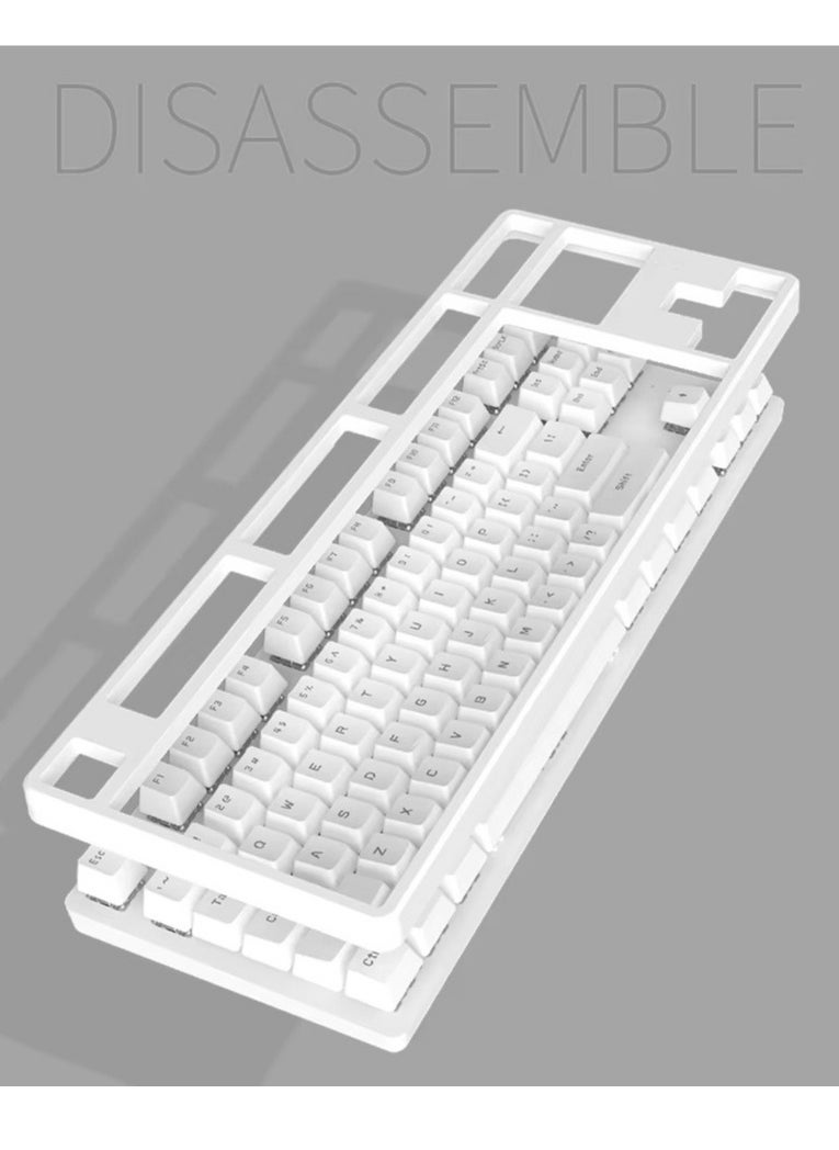 Generic - Tri-mode Wireless Gaming Mechanical Keyboard - 3 Mode Connection ( BT 3 Devices / 2.4G Wireless / Wired ) TKL Keyboard -Hot Swap Blue Switches - Single Blue LED Backligh - Built in battery  2500mAh - Removable Type-C cable -  PBT Keycap 87 EN Keys layout | Black - Image 1