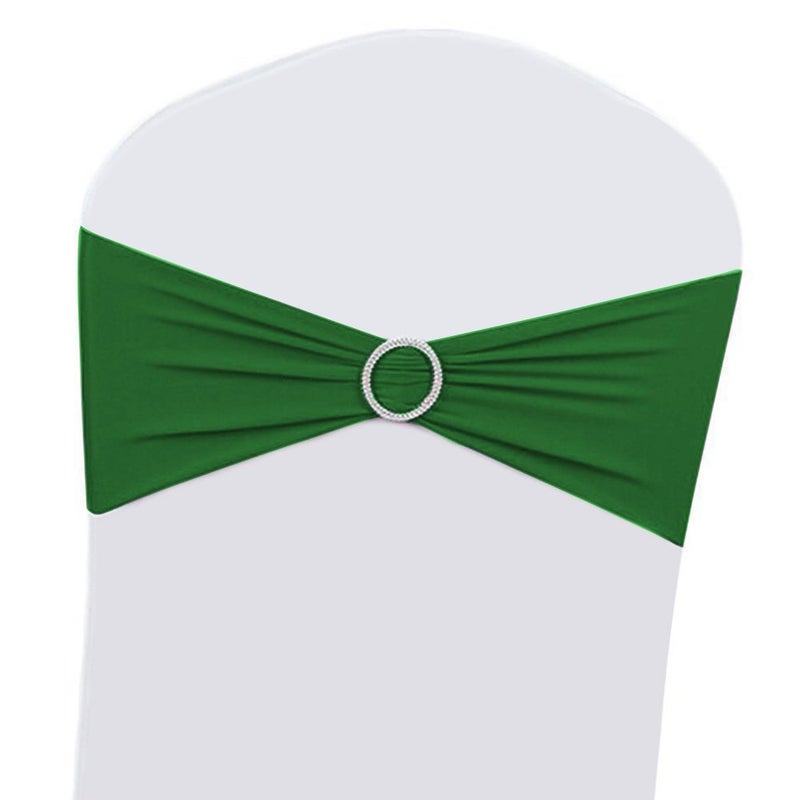 Boshen 100PCS Stretch Chair Sashes Bows Chair Bands with Buckle for Wedding Hotel Banquet Birthday Party Decorations  Green