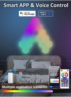 Bukela Smart Hexagon RGBIC Wall Panels - 15-Piece WiFi Gaming Lights with Music Sync, APP & Remote Control. Creative Home Decor for Living Room & Game Rooms, Ideal Gift  - Image 2