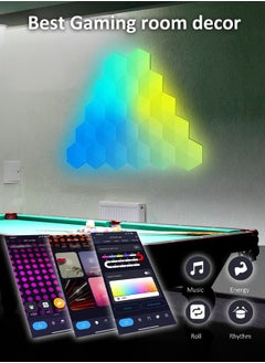 Bukela Smart Hexagon RGBIC Wall Panels - 15-Piece WiFi Gaming Lights with Music Sync, APP & Remote Control. Creative Home Decor for Living Room & Game Rooms, Ideal Gift  - Image 3