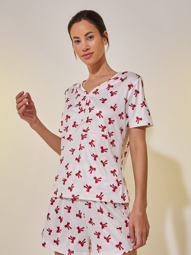 Take Two Graphic Print Short Sleeve T-Shirt and Shorts Pyjama Set - Image 2