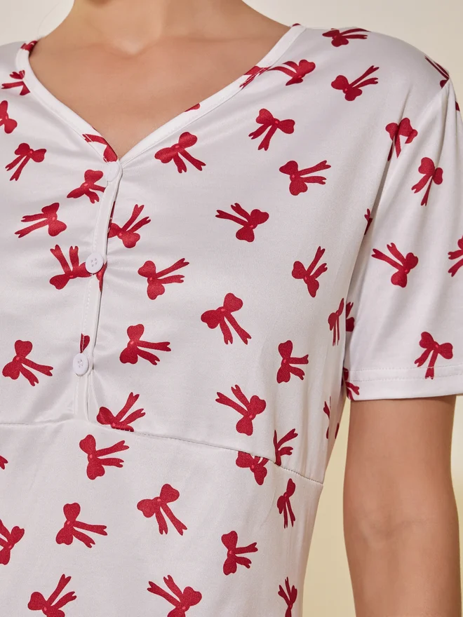 تايك تو Take Two Graphic Print Short Sleeve T-Shirt and Shorts Pyjama Set