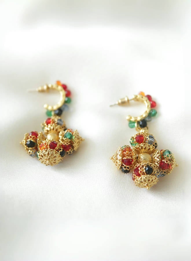 أقراط الحظ العتيقة الملونة على شكل عجلة غزل - Image 2