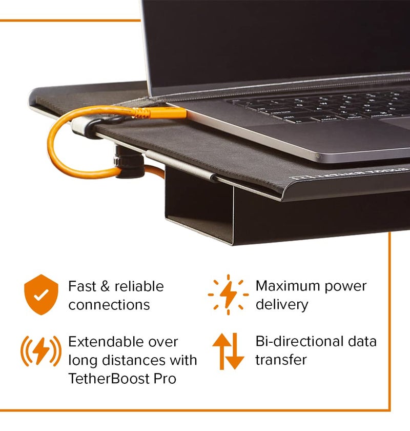 TETHER TOOLS TetherPro USB-C to USB-C, 5Gbps Gen 1, 15' (4.6m), High-Visibility Orange - Image 3