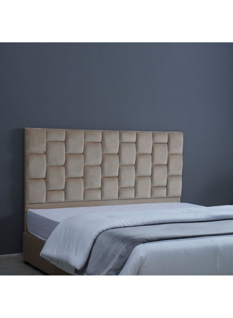 Karnak Estorn Upholstered Velvet Bed Frame Bedroom Furniture Strong And Sturdy Modern Design Wooden Bed Beige Queen 160x200cm - Image 2