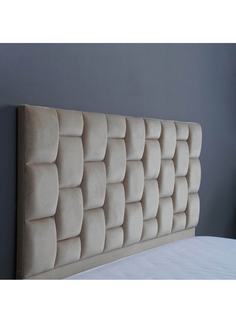 Karnak Estorn Upholstered Velvet Bed Frame Bedroom Furniture Strong And Sturdy Modern Design Wooden Bed Beige Queen 160x200cm - Image 5