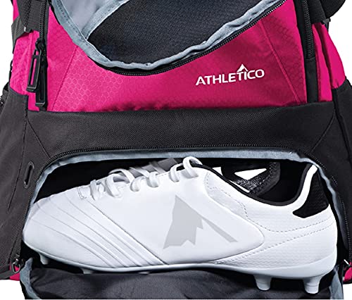 Athletico National Soccer Bag - Backpack for Soccer, Basketball & Football Includes Separate Cleat and Ball Holder (Pink) - Image 4