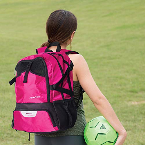Athletico National Soccer Bag - Backpack for Soccer, Basketball & Football Includes Separate Cleat and Ball Holder (Pink) - Image 2