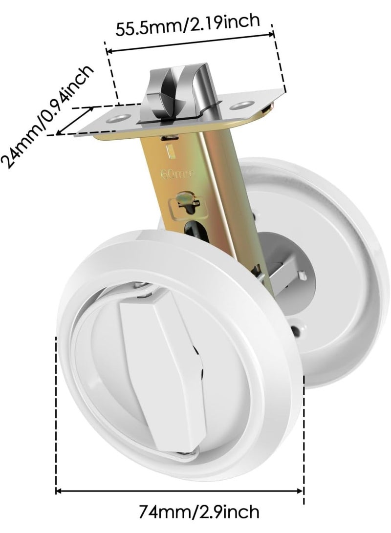 SYOSI Round Recessed Door Lock, Stainless Steel Hidden Cup Door Handle with Rustproof Finish, Privacy and Sliding Door Knob, Durable Pocket Door Hardware for Home Living Rooms White - Image 2
