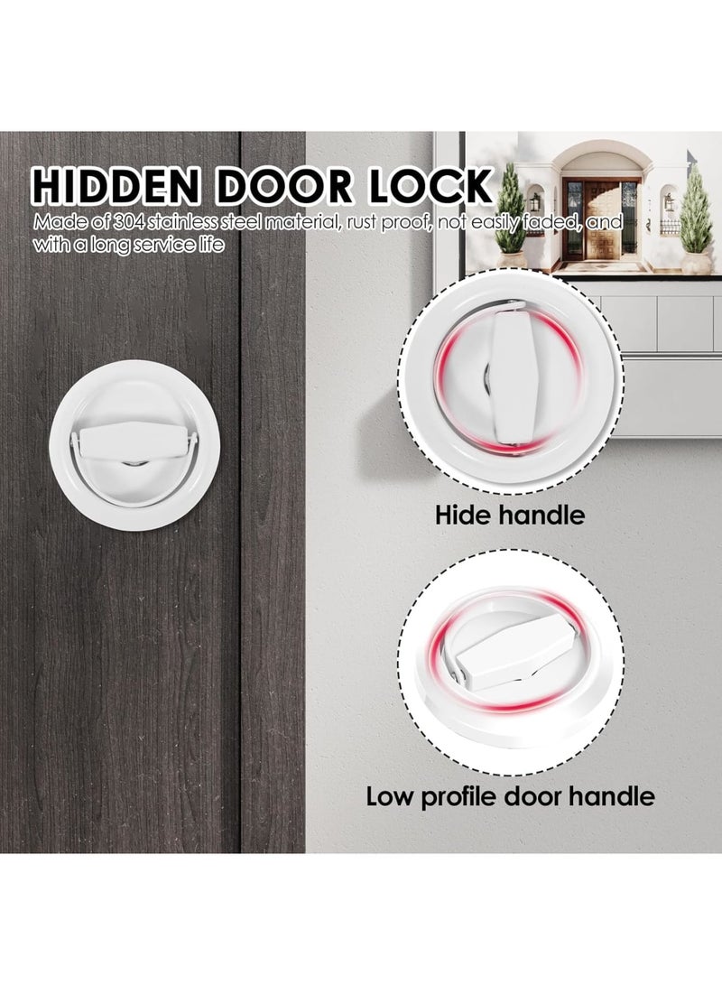 SYOSI Round Recessed Door Lock, Stainless Steel Hidden Cup Door Handle with Rustproof Finish, Privacy and Sliding Door Knob, Durable Pocket Door Hardware for Home Living Rooms White - Image 5