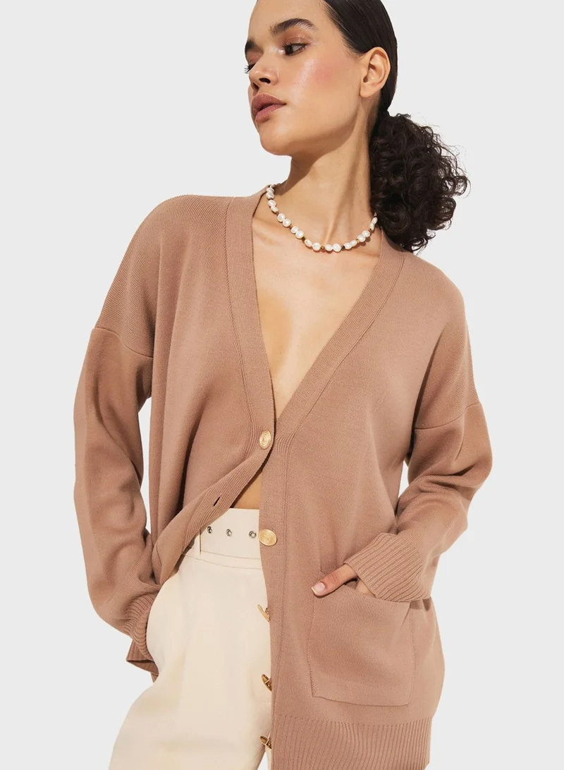 جون Button Down Knitted Cardigan