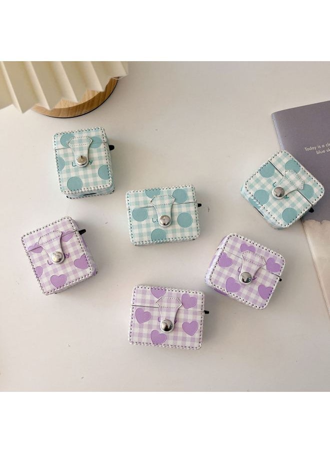 Generic - Suitable For AirPods 4 Headphone Case Cartoon All-inclusive Leather Case For Apple1/2 Generation Pro2 Bluetooth Protective Case One-piece Case-Color:One-piece Leather Case-purple Plaid-Model:Airpods Pro (protective Sleeve) - Image 1