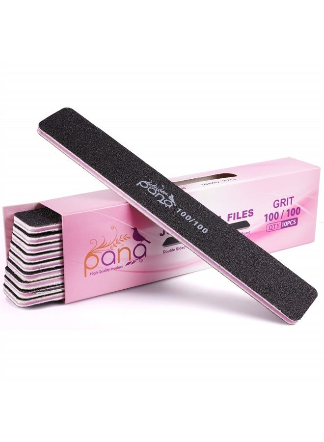 Pana 10pcs - PANA Jumbo Double-Sided Emery Nail File for Manicure, Pedicure, Natural, and Acrylic Nails - Black (Grit 100/100) - Image 1