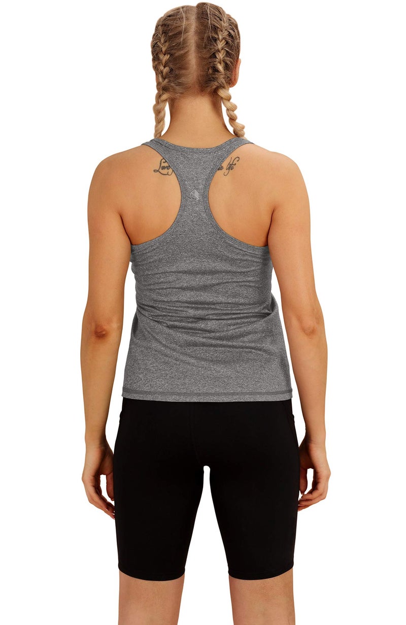 icyzone Workout Tank Tops for Women - Racerback Athletic Yoga Tops, Running Exercise Gym Shirts(Pack of 3) (Black/Gray/White, Medium) - Image 4