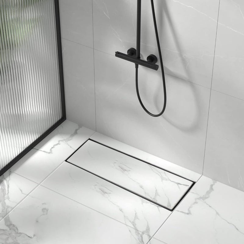 Ruhe® Tile Insert Shower Drain Channel | 18 x 5 Inches Waste Water Floor Drain for 13mm Tile | 304 Stainless Steel Invisible Shower Drain Channel | Drain Channel with Cockroach Trap and Side Hole - Image 1