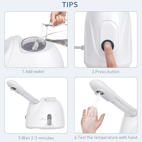 CINIDY Facial Steamer K-33S Face, Nose, And Cough Steam Vaporizer, Nozzle Inhaler, Facial Sauna, And Facial Steamer Machine For Adults And Kids Men,And, Women Multipurpose Steamer (White A+) - Image 4