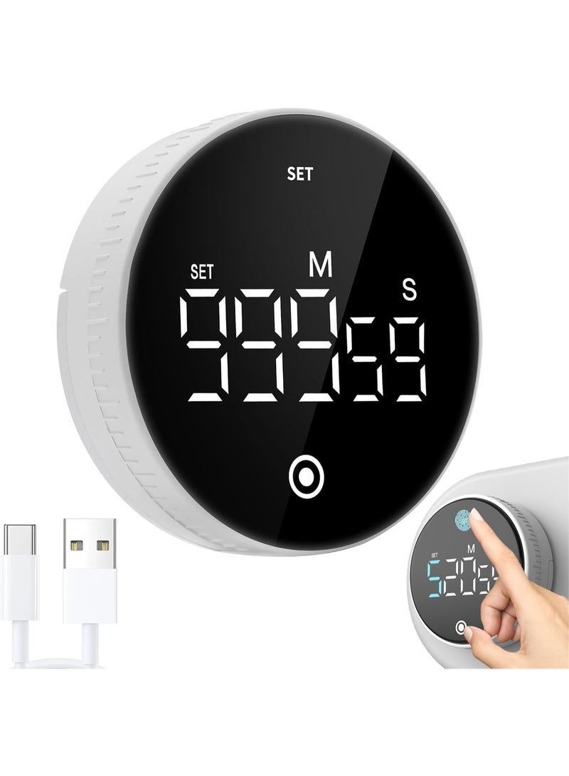 Egovis Magnetic suction large-screen digital timer back strong magnet + vertical bracket dual-use LED high-definition visual countdown adjustable volume kitchen cooking classroom teaching student learning teacher children universal clock (white) - Image 1