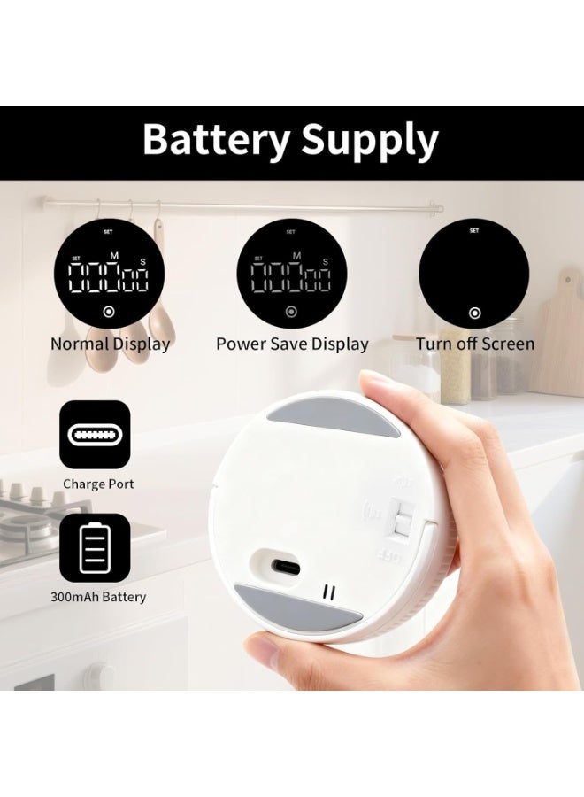 Egovis Magnetic suction large-screen digital timer back strong magnet + vertical bracket dual-use LED high-definition visual countdown adjustable volume kitchen cooking classroom teaching student learning teacher children universal clock (white) - Image 3