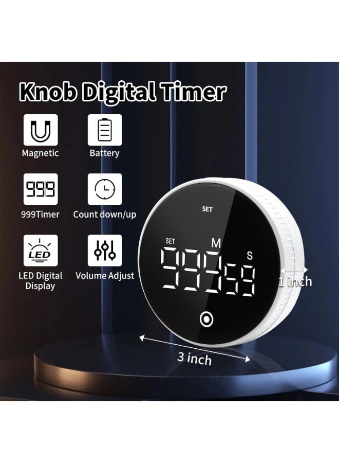 Egovis Magnetic suction large-screen digital timer back strong magnet + vertical bracket dual-use LED high-definition visual countdown adjustable volume kitchen cooking classroom teaching student learning teacher children universal clock (white) - Image 2