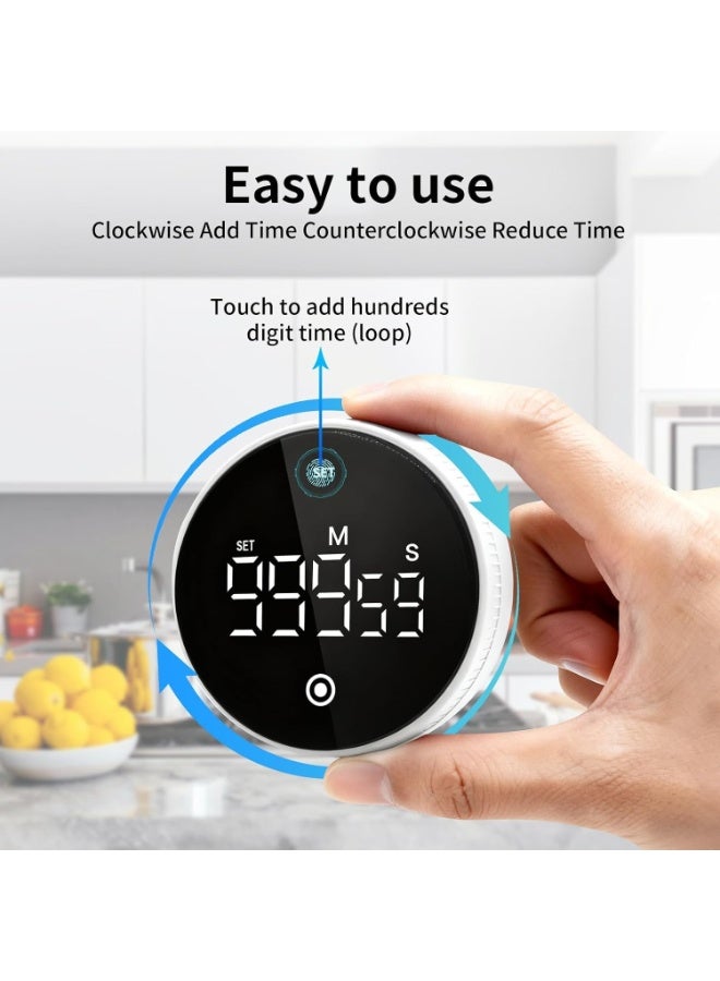 Egovis Magnetic suction large-screen digital timer back strong magnet + vertical bracket dual-use LED high-definition visual countdown adjustable volume kitchen cooking classroom teaching student learning teacher children universal clock (white) - Image 4