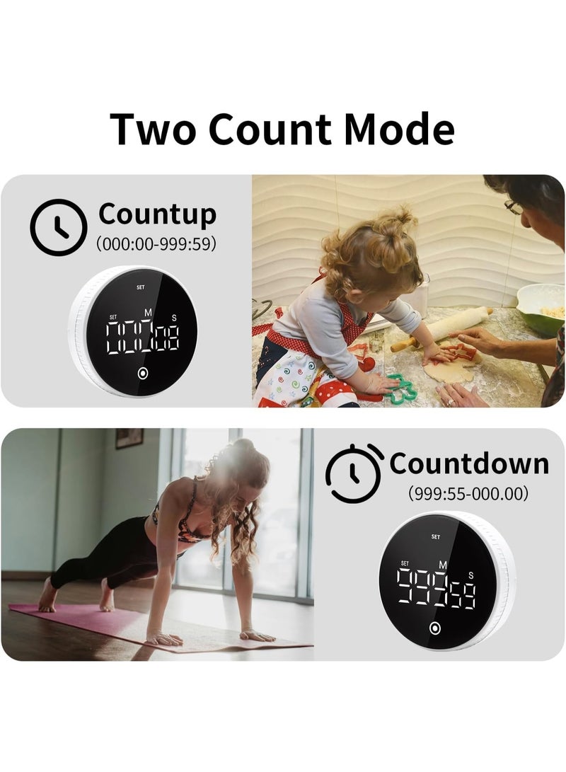 Egovis Magnetic suction large-screen digital timer back strong magnet + vertical bracket dual-use LED high-definition visual countdown adjustable volume kitchen cooking classroom teaching student learning teacher children universal clock (white) - Image 5