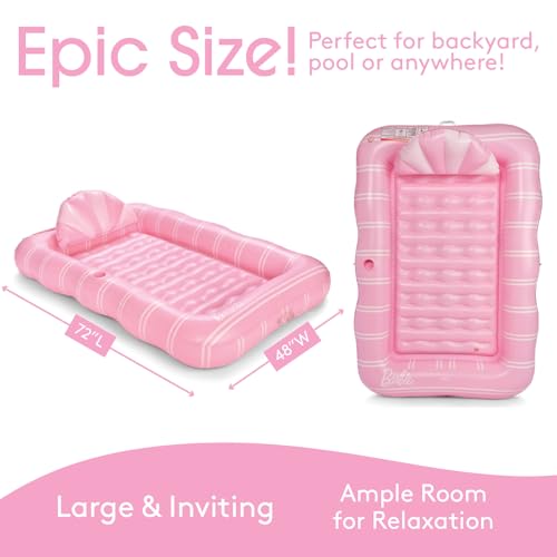 FUNBOY and Barbie Tanning Pool Lounger Float, XL 72'' x 48'' Pool Float with Custom Pillow and Large Cup Holder, Perfect for Pool or Backyard. - Image 5