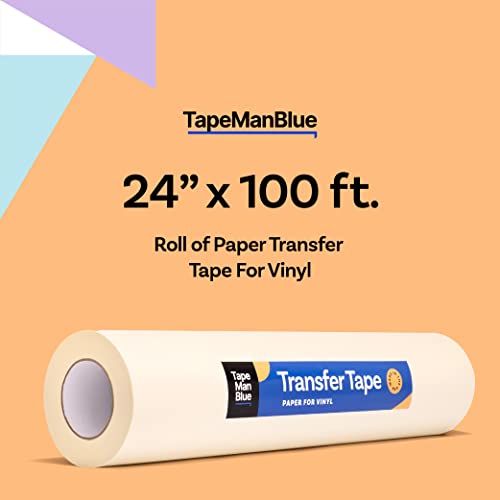 TapeManBlue Transfer Tape for Vinyl, 24 inch x 100 feet, Paper with Layflat Adhesive. American-Made Application Tape for Craft Cutters and Sign Makers - Image 2