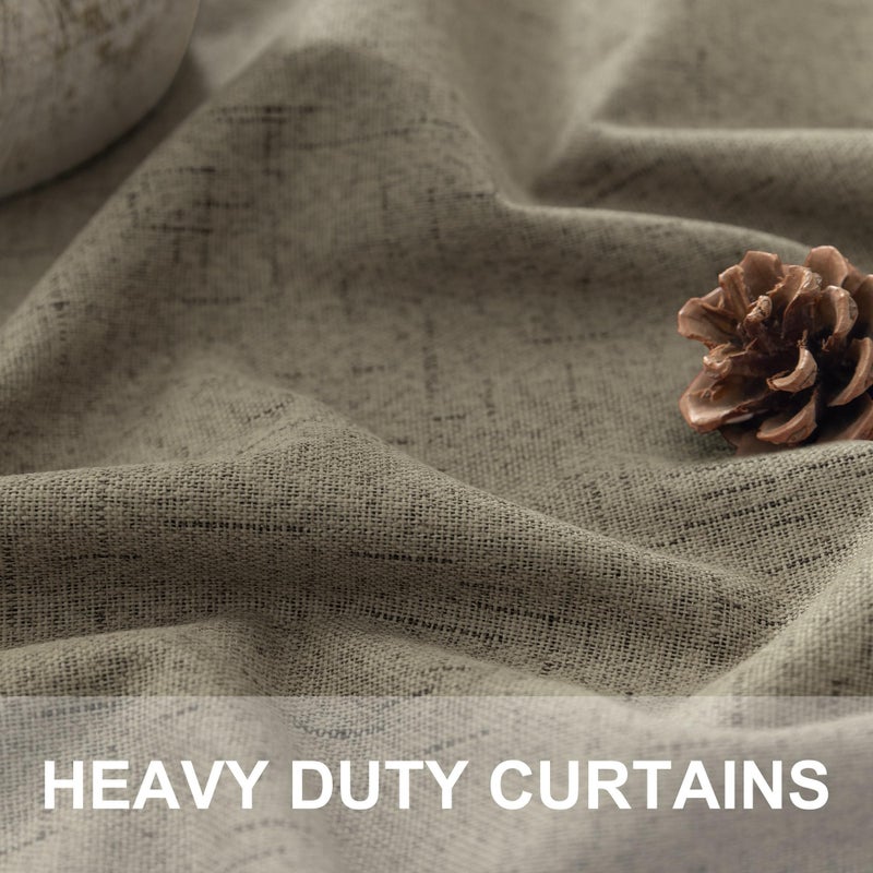 Pitalk Taupe Blackout Curtains 84 Inches Long for Bedroom 2 Panel Burg Linen Textured Room Darkening Drapes Thermal Insulated Dark Brown Curtains for Living Room Window Modern Farmhouse 84 Inch Length - Image 3