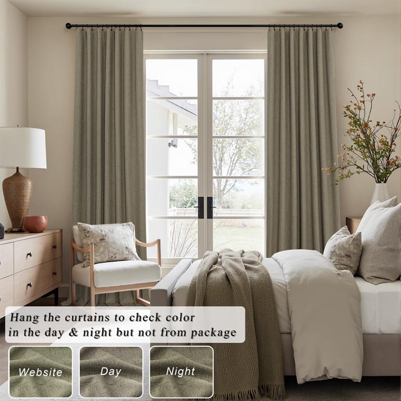 Pitalk Taupe Blackout Curtains 84 Inches Long for Bedroom 2 Panel Burg Linen Textured Room Darkening Drapes Thermal Insulated Dark Brown Curtains for Living Room Window Modern Farmhouse 84 Inch Length - Image 2