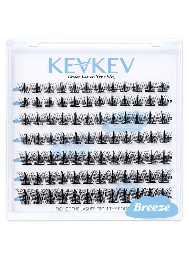 KevKev Lash Clusters 84 Pcs Cluster Lashes Eyelash Clusters DIY Cluster Eyelash Extensions Individual Lashes Thin Band & Soft(Breeze,C-8-16mix)  - Image 1