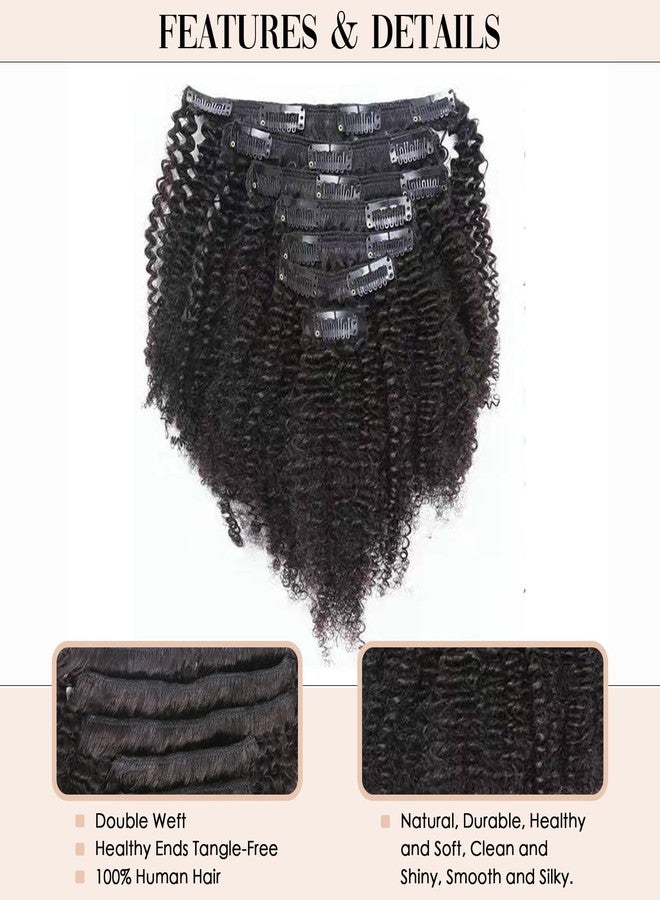 Caliee Afro Coily 3C and 4A Clip in Hair Extensions 100% Virgin Human Hair for Black Women Afro Kinky Curly Double Weft, 7 Pieces, 14 Inch - Image 2
