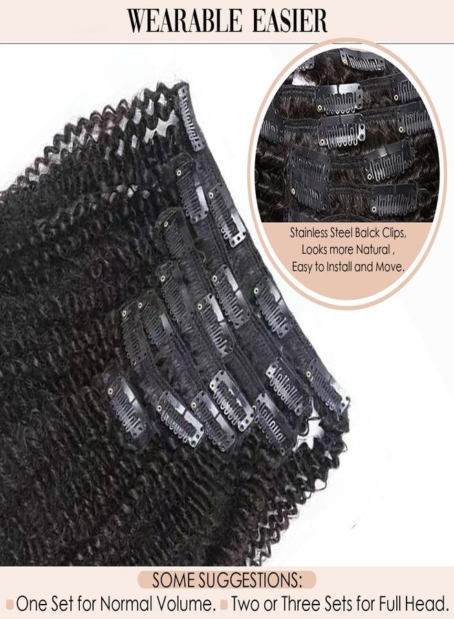 Caliee Afro Coily 3C and 4A Clip in Hair Extensions 100% Virgin Human Hair for Black Women Afro Kinky Curly Double Weft, 7 Pieces, 14 Inch - Image 3
