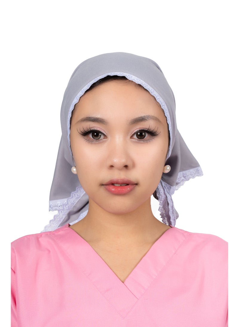 abshir Elegant Square Scarf, White Lace Trim, Soft Lightweight Fabric, Khadama/babysitter/nanny/housemaid/Head Cover COTTON,FREESIZE - Image 1