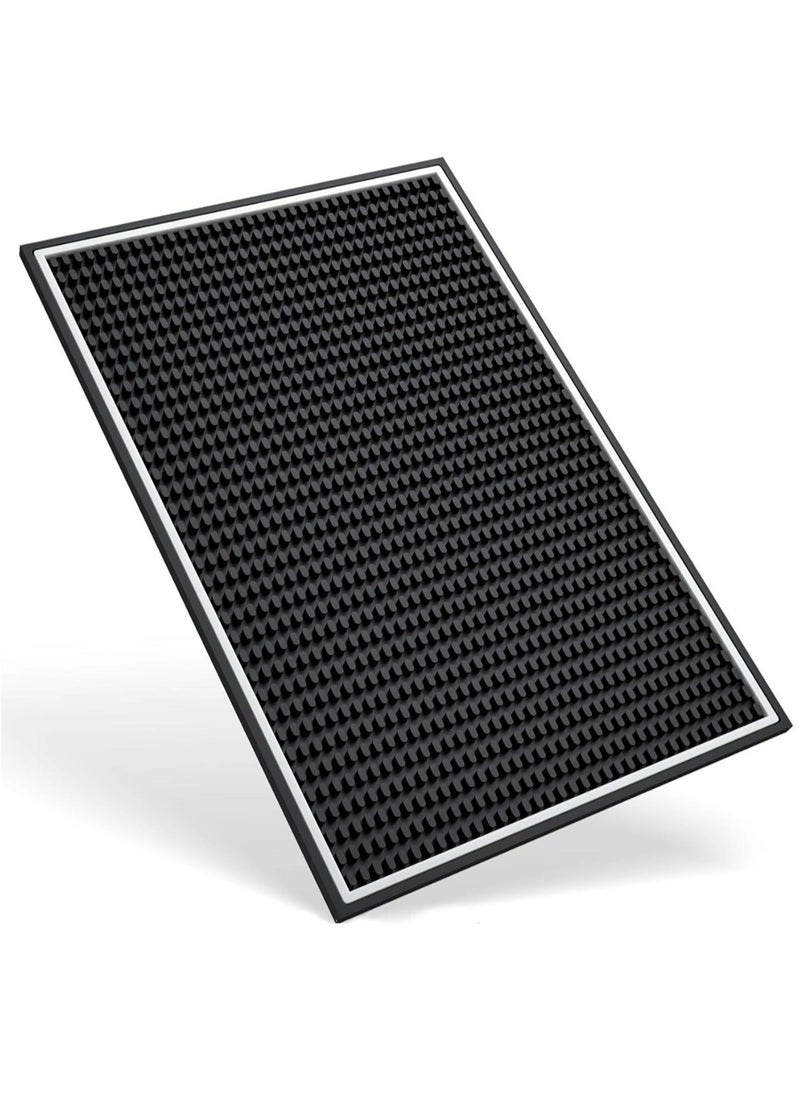 Brutelle Drying Coffee Rubber Service Mat 45x30cm Countertop Coffee Mat with White Border Beverage Mat Placemat Rubber Anti-Spill Non-Slip Coffee Mat Serving Mat for Coffee Bar Restaurant Countertop  - Image 1