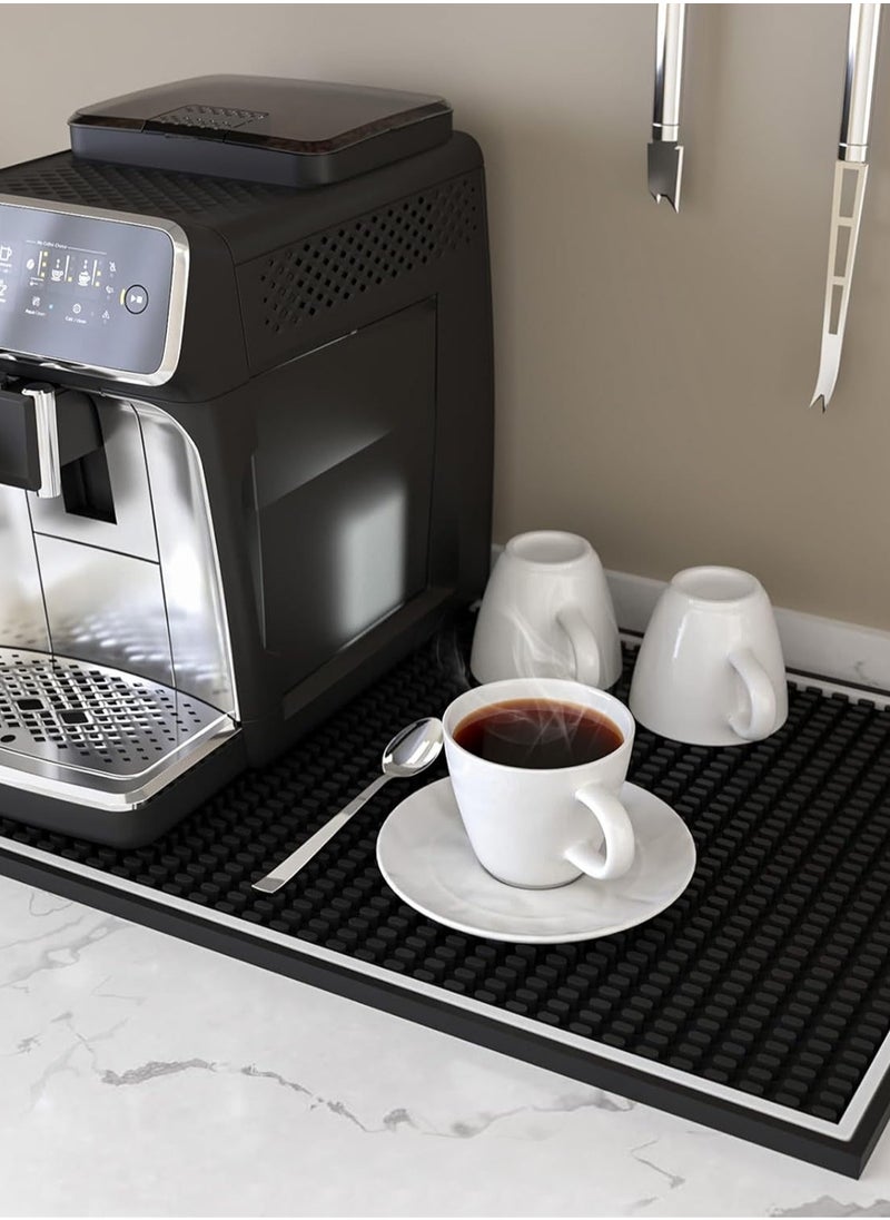 Brutelle - Drying Coffee Rubber Service Mat 45x30cm Countertop Coffee Mat with White Border Beverage Mat Placemat Rubber Anti-Spill Non-Slip Coffee Mat Serving Mat for Coffee Bar Restaurant Countertop - Image 1